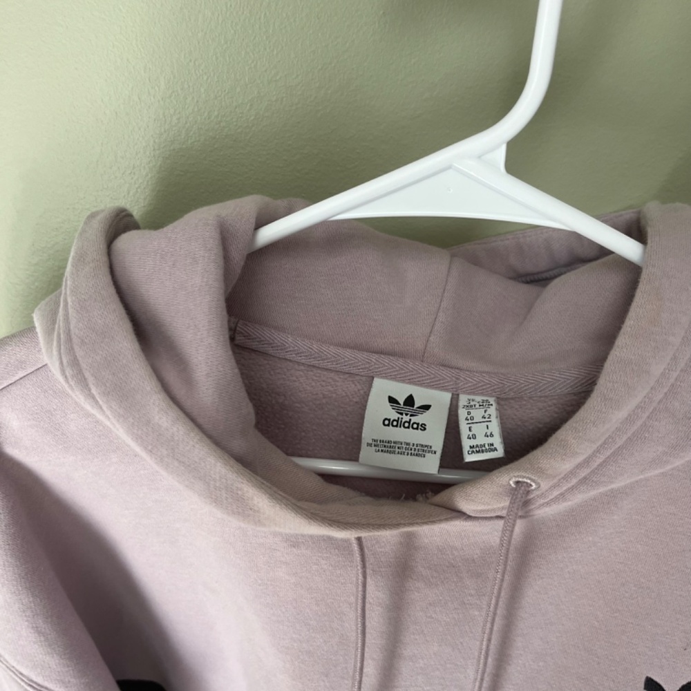 Adidas Bossy 90s Oversized Trefoil Cropped Hoodie Sweatshirt/Size Medium - Picture 9 of 16